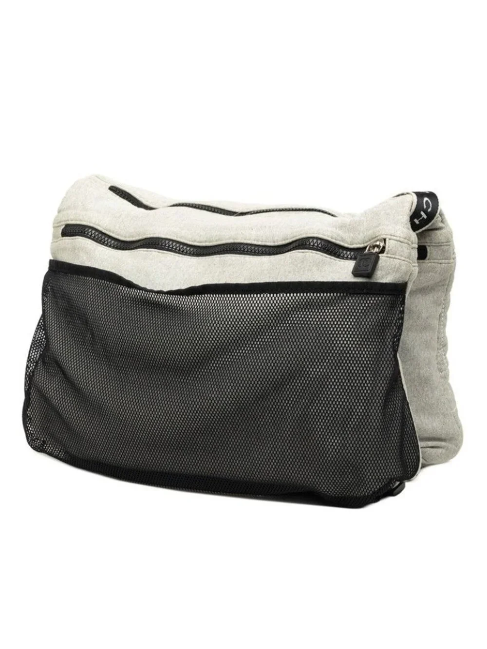 Chanel Sports Line Choco Bar CC Logo Shoulder Bag Crossbody Gray Cotton